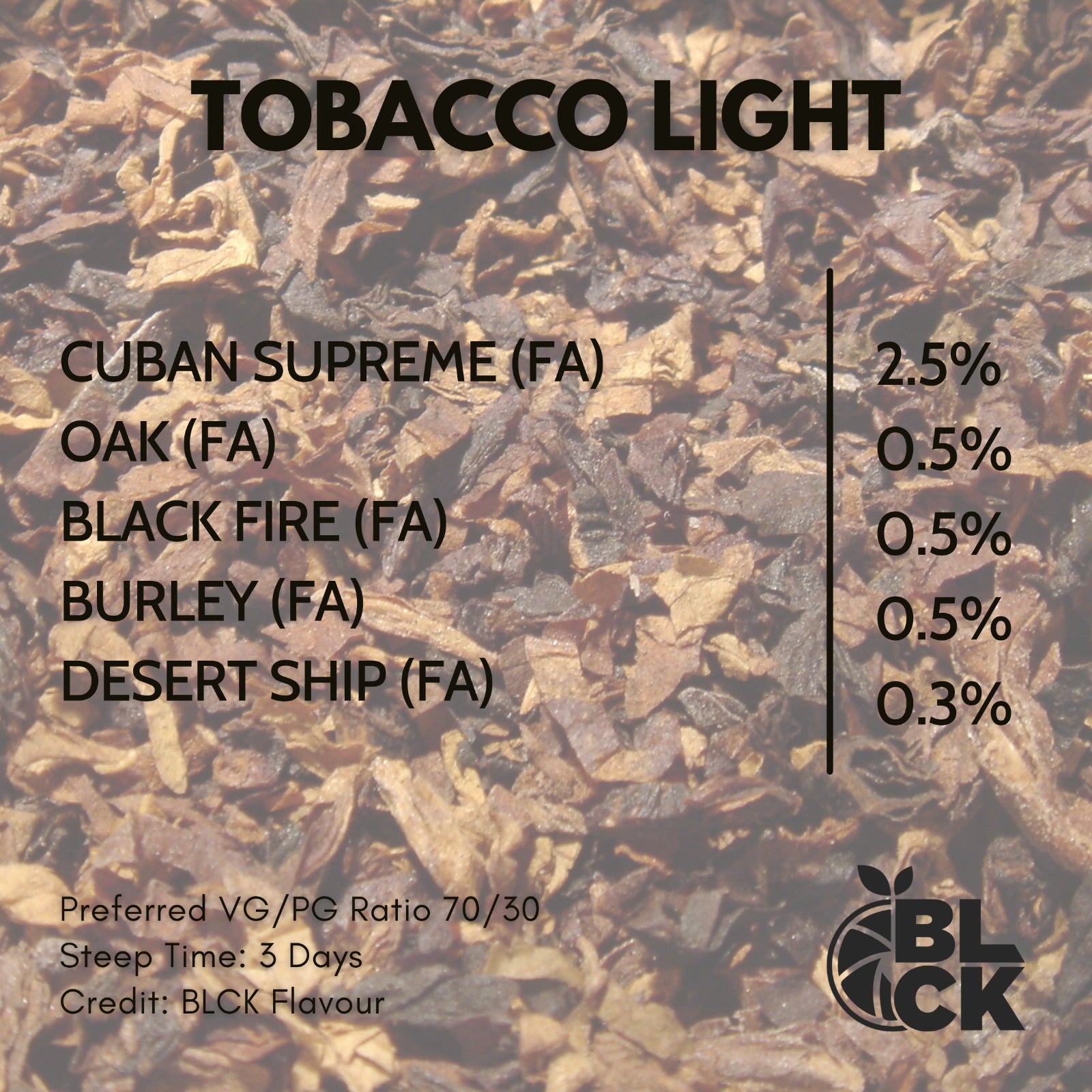 Tobacco Light Recipe Card Recipe Bundle - BLCK