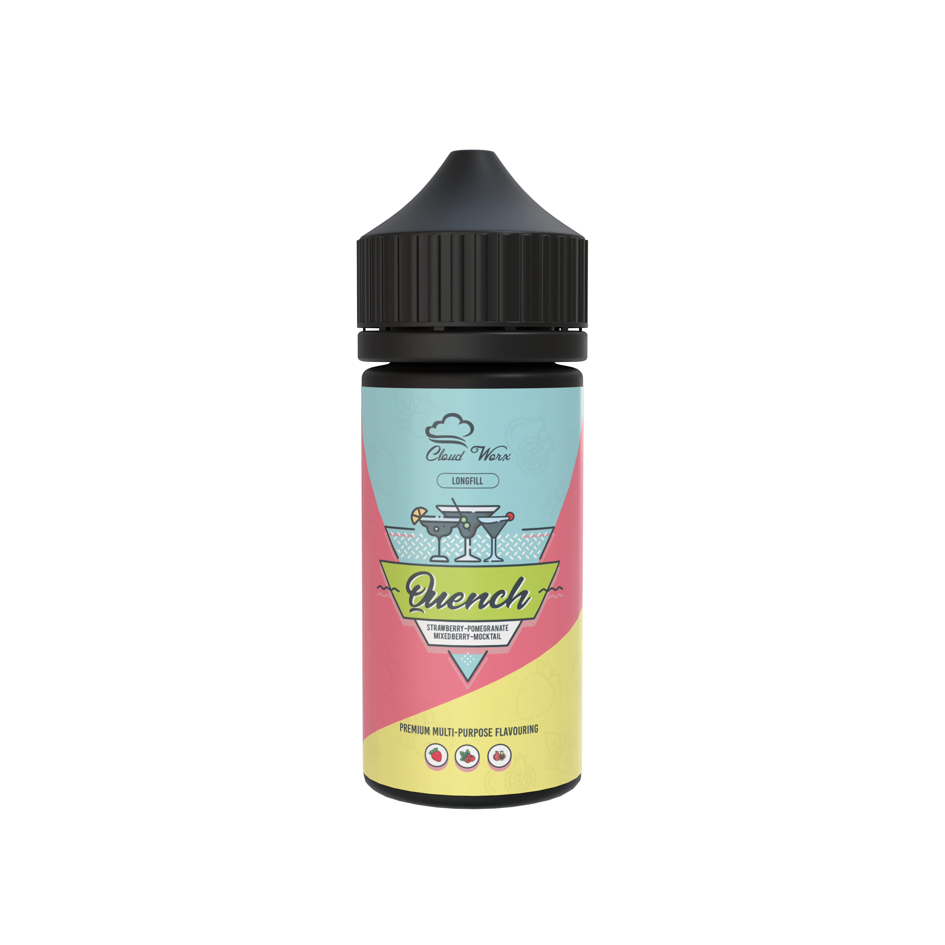 Cloud Worx Longfill - Quench - Strawberry, Pomegranate, Mixed Berry Mocktail
