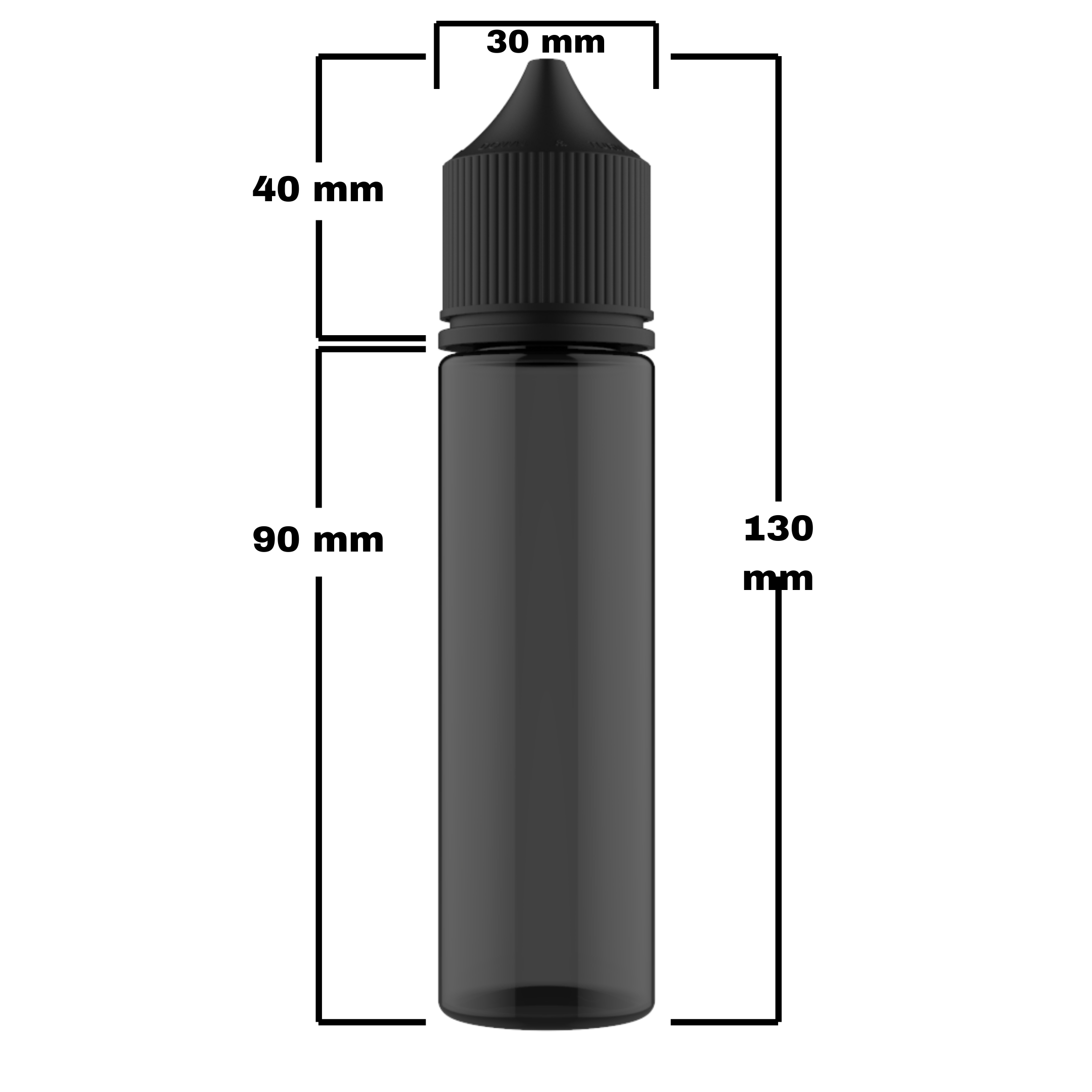 Chubby Gorilla PET Bottle Black Transparent 130mm x30mm