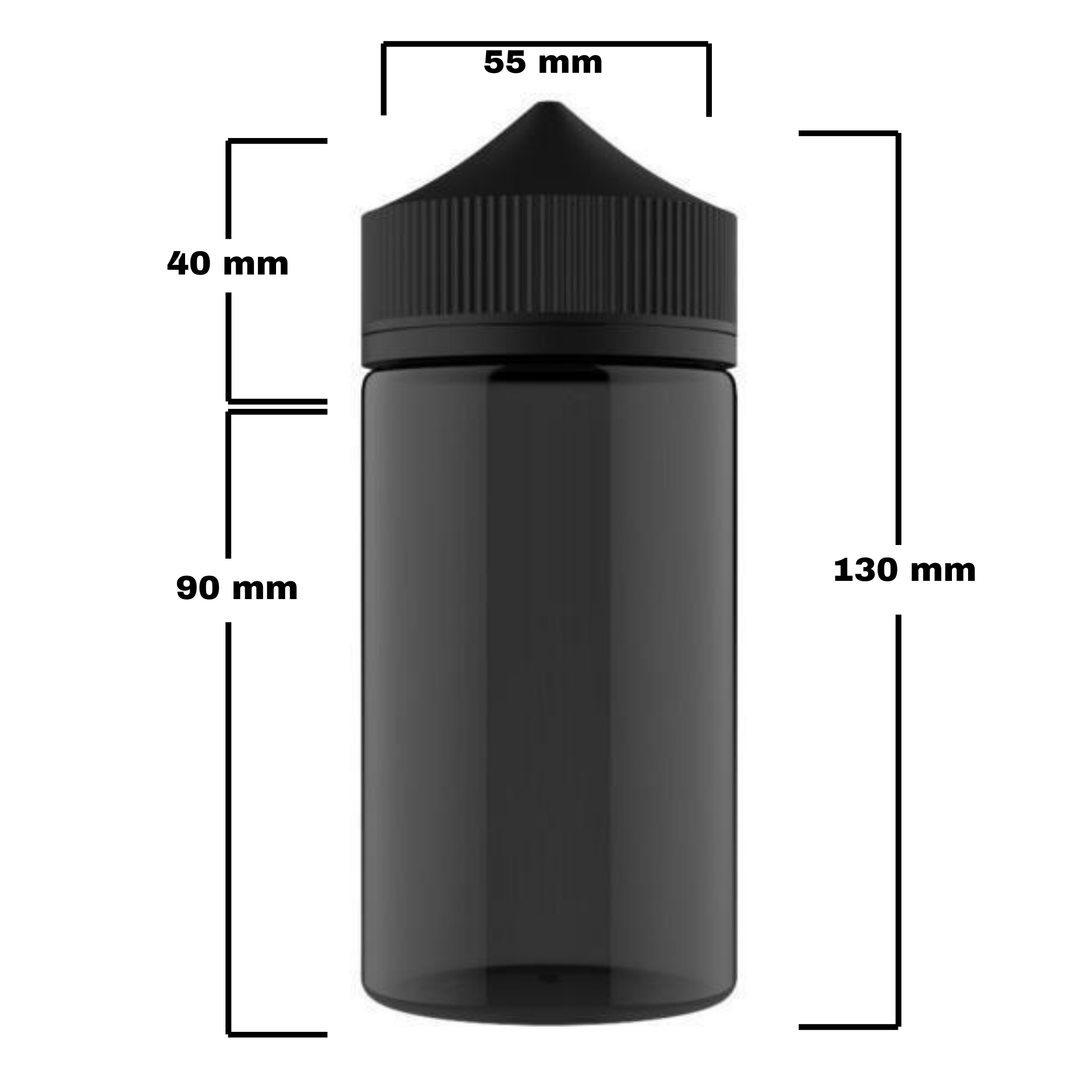 Chubby Gorilla PET Bottle Black Transparent 130mm x 55mm