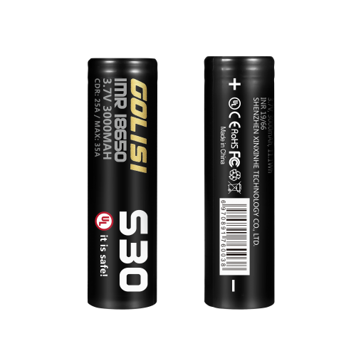 Golisi S30 18650 3000mAh 25A - Front and Back