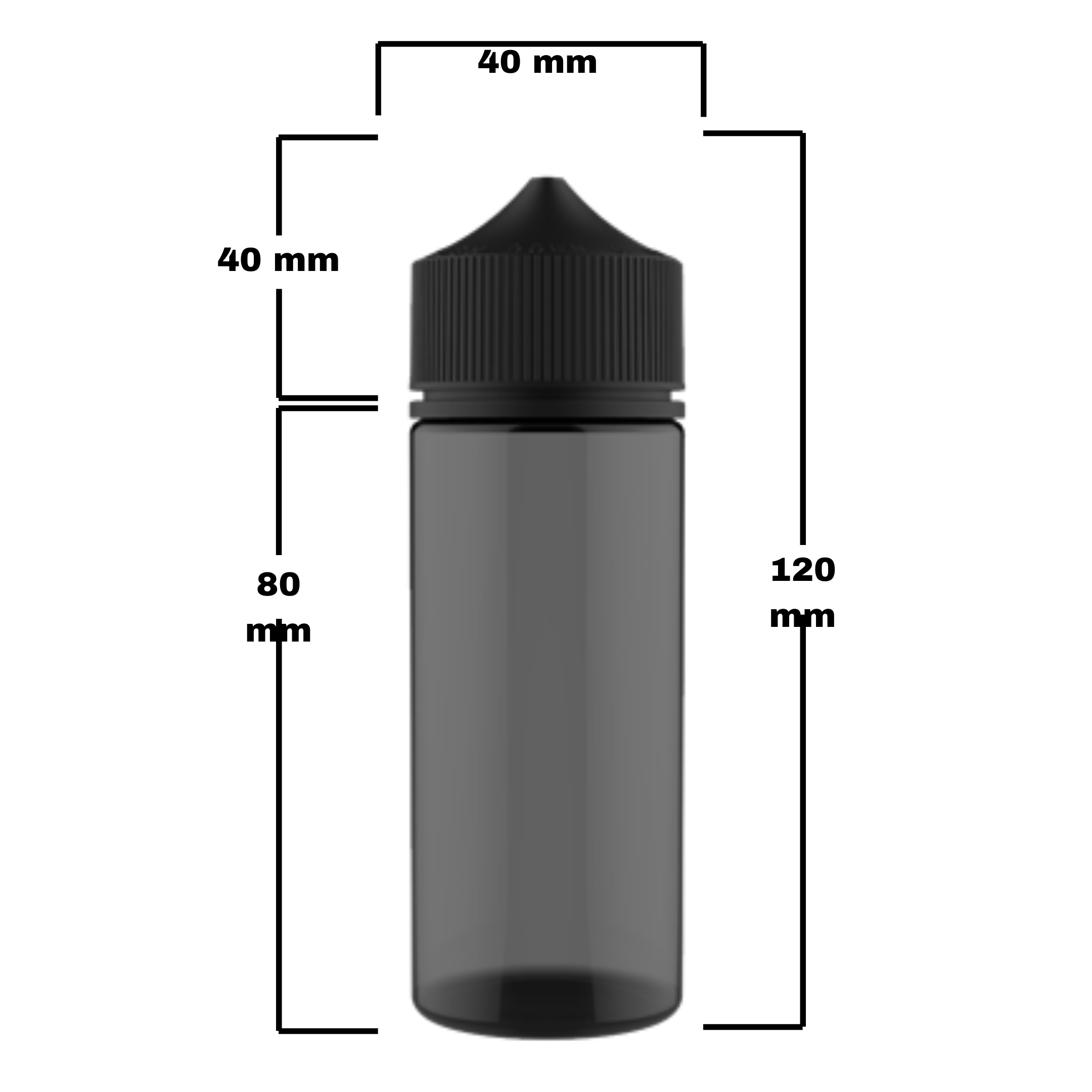 Chubby Gorilla PET Bottle Black Transparent 120mm x 40mm