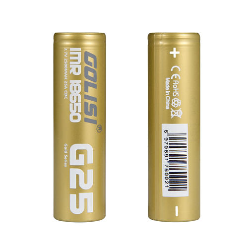 Golisi G25 18650 2500mAh 20A Front and Back
