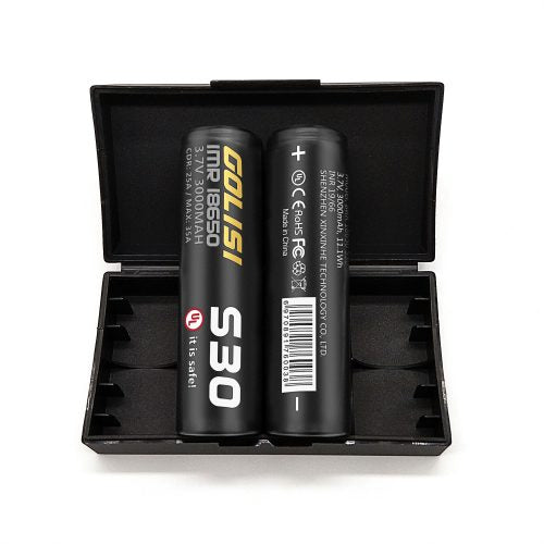 Golisi S30 18650 3000mAh 25A - Front and Back with box.