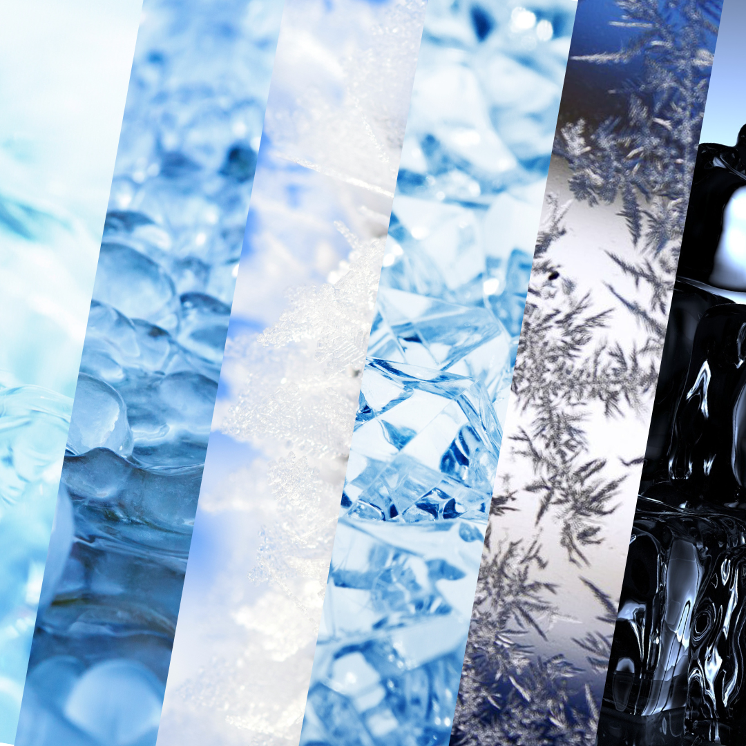 Collage of ice-themed textures