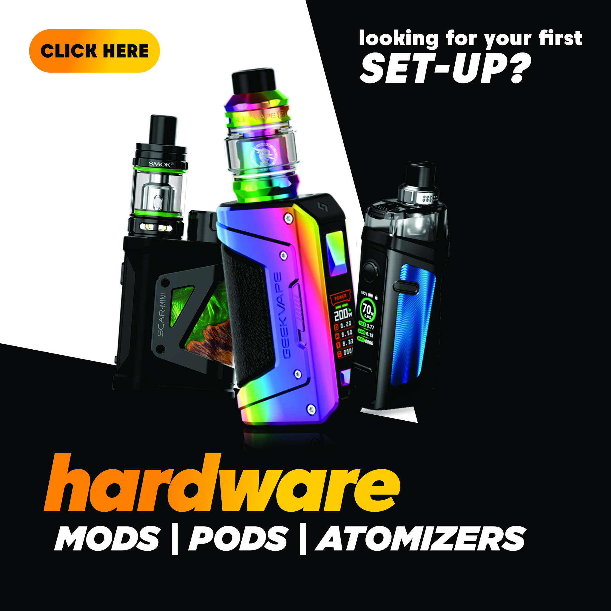 Vape Hardware - Box Mod / Pod Kits / Disposables - BLCK