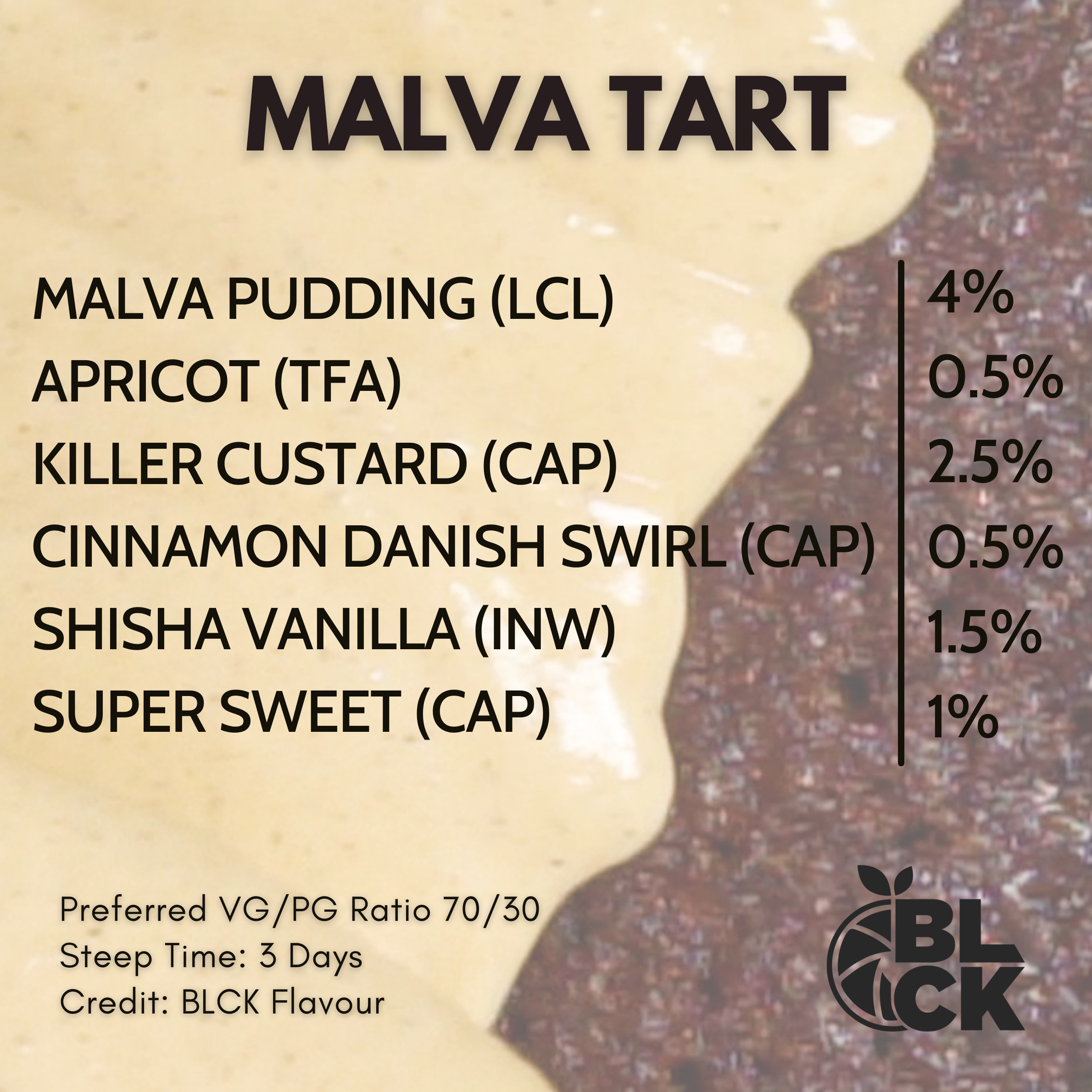 RB Malva Milk Tart Recipe Card