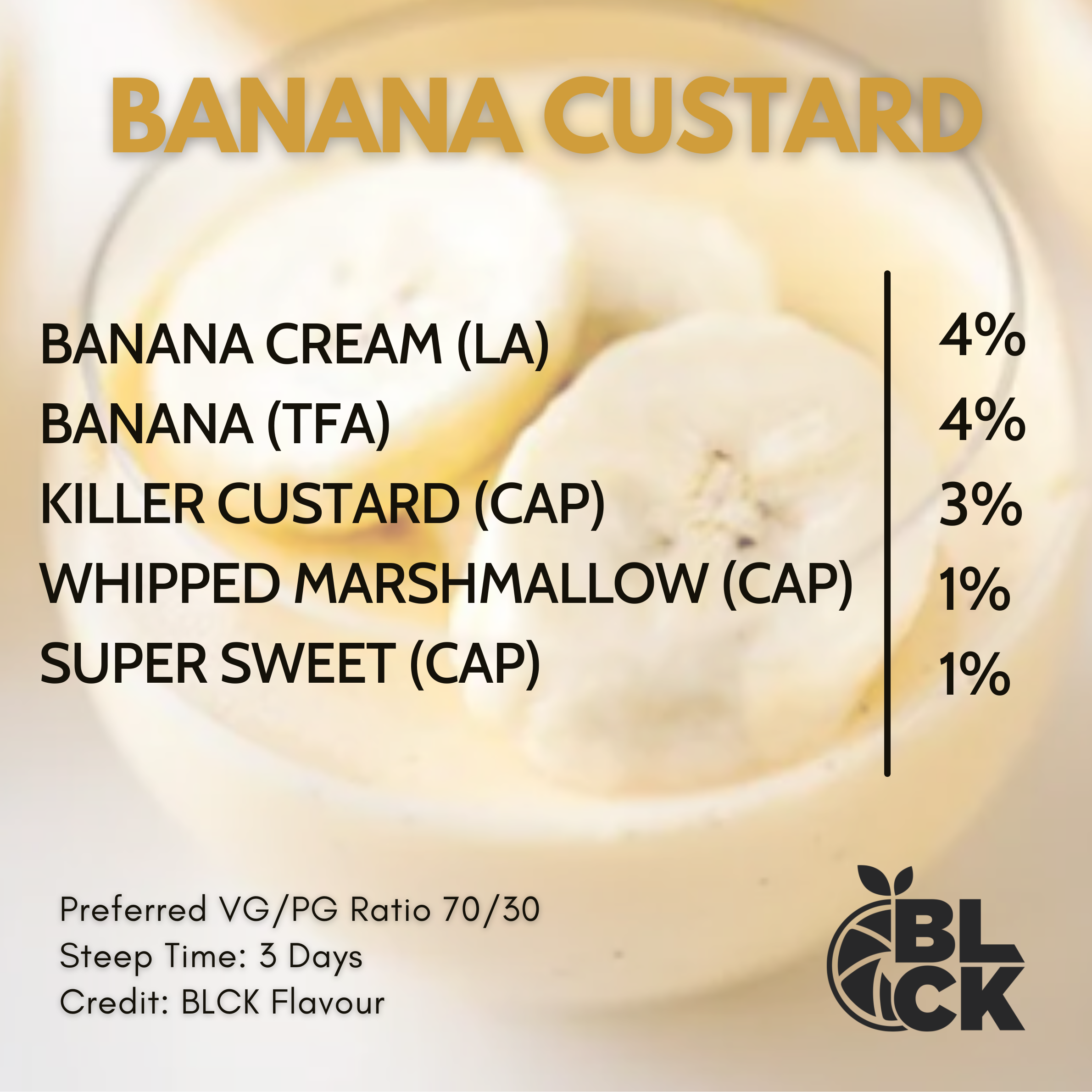 RB Banana Custard Recipe Card