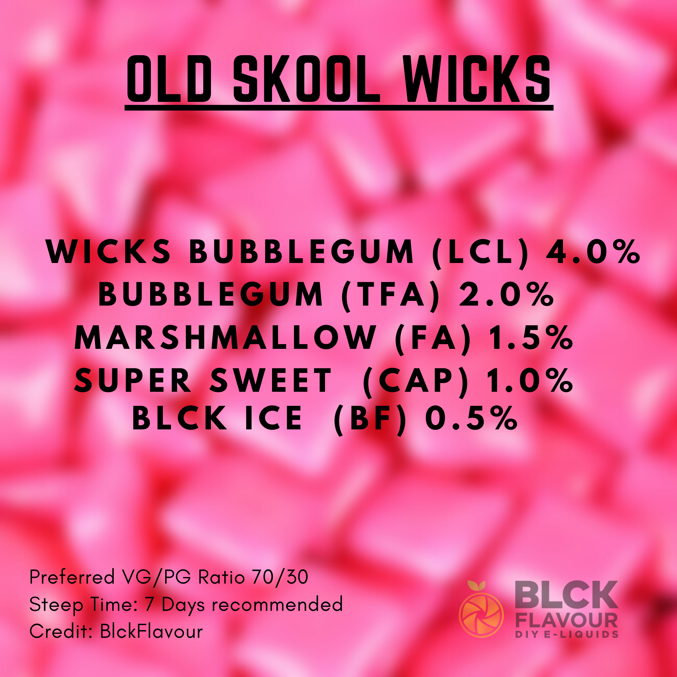 RB Old Skool Wicks Recipe Card