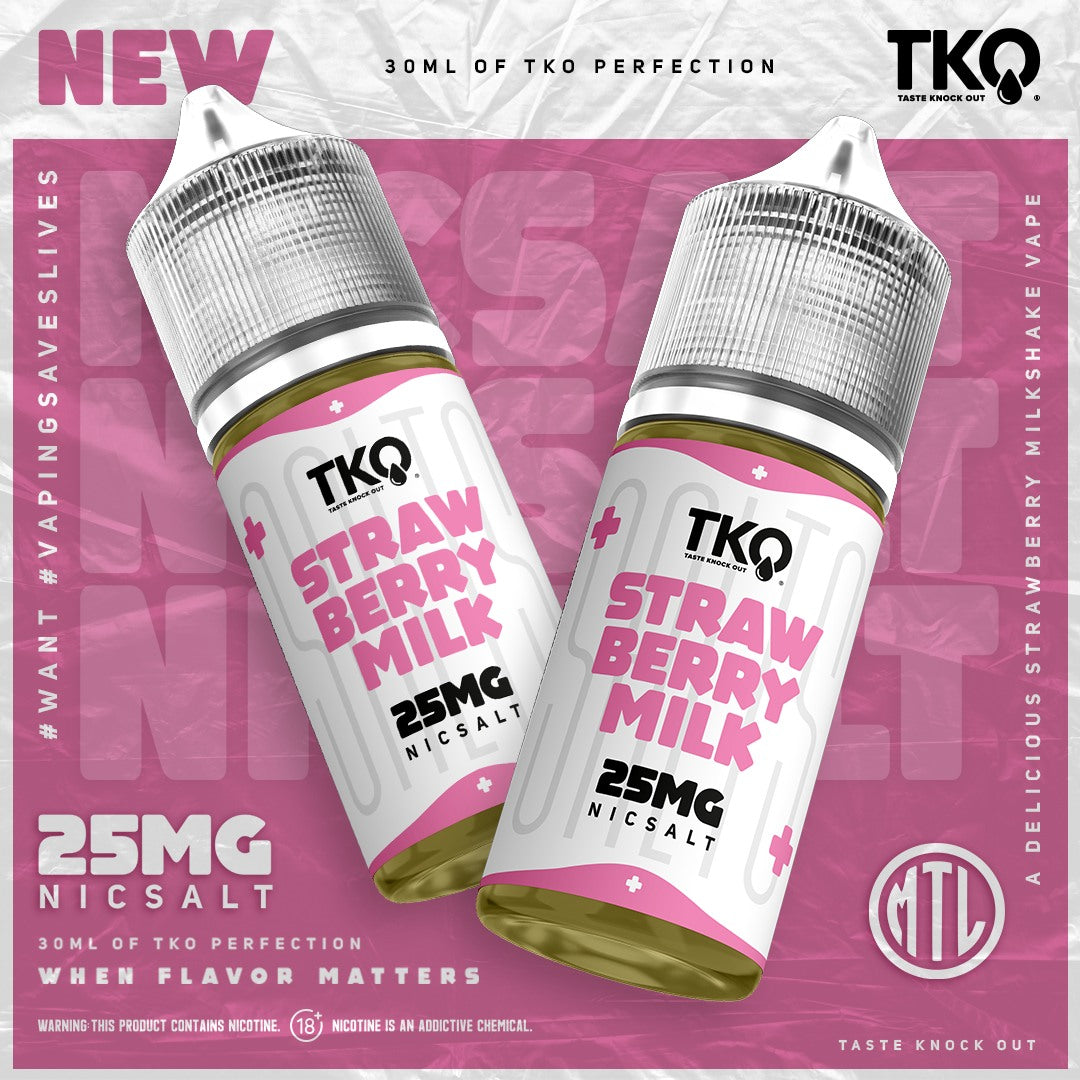 OneOz Vapour & TKO Salt Nic E-Liquid - Strawberry Milk