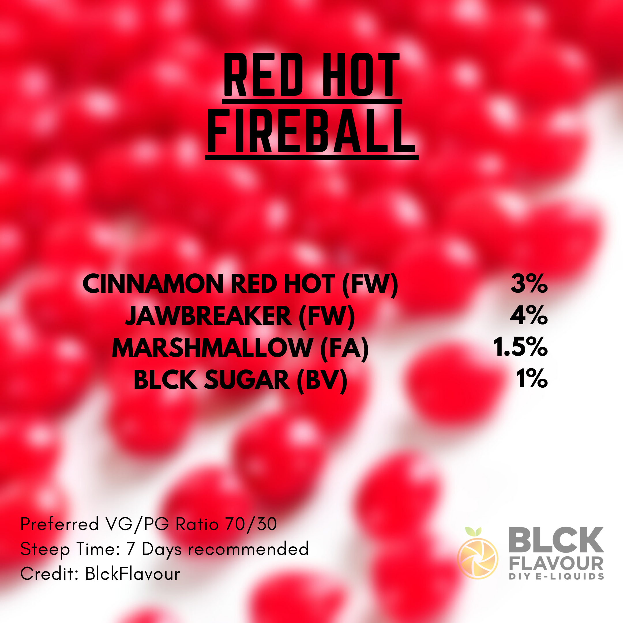 RB Red Hot Fireball Recipe Card