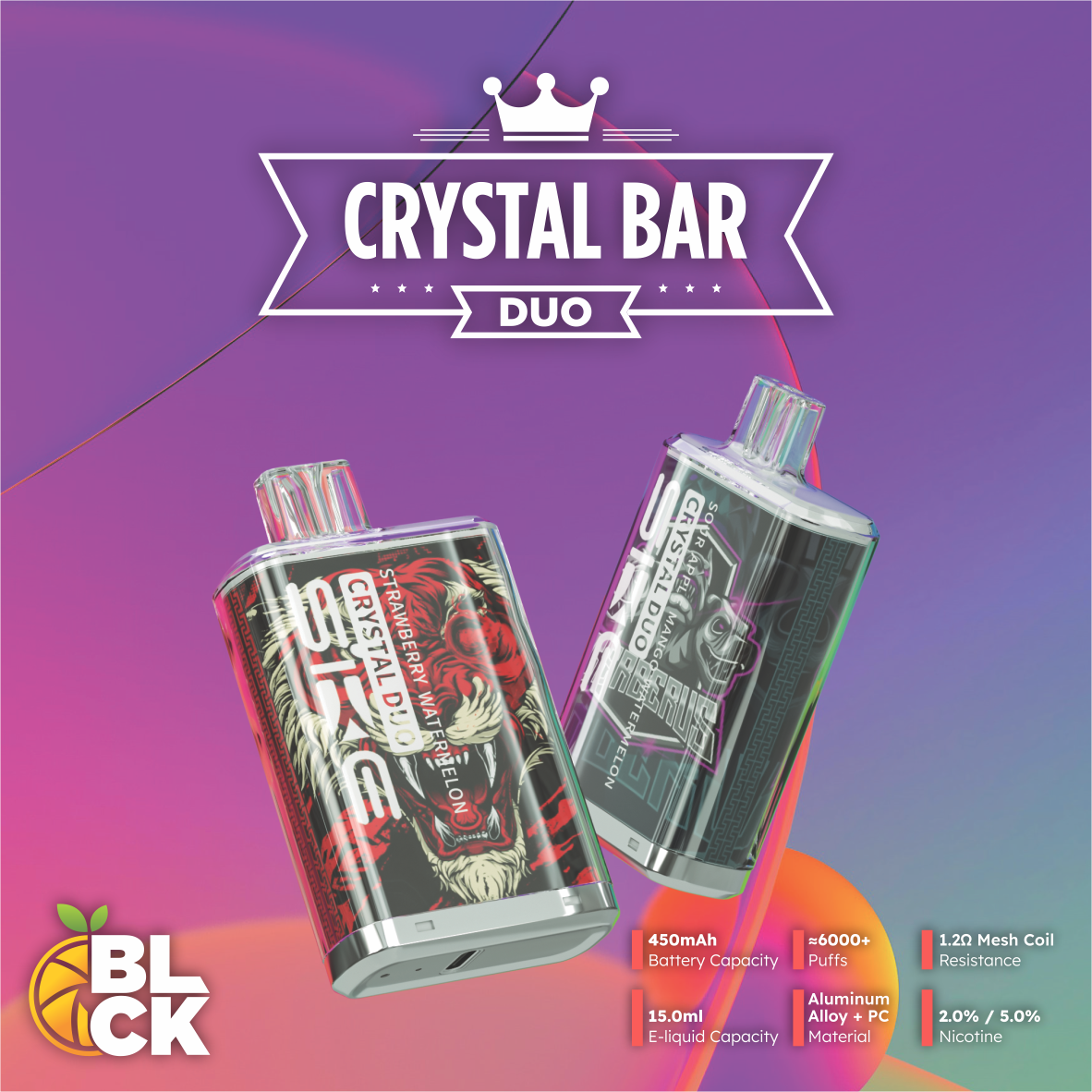 Crystal Bar Duo 6000 Puff 5% Disposable Devices