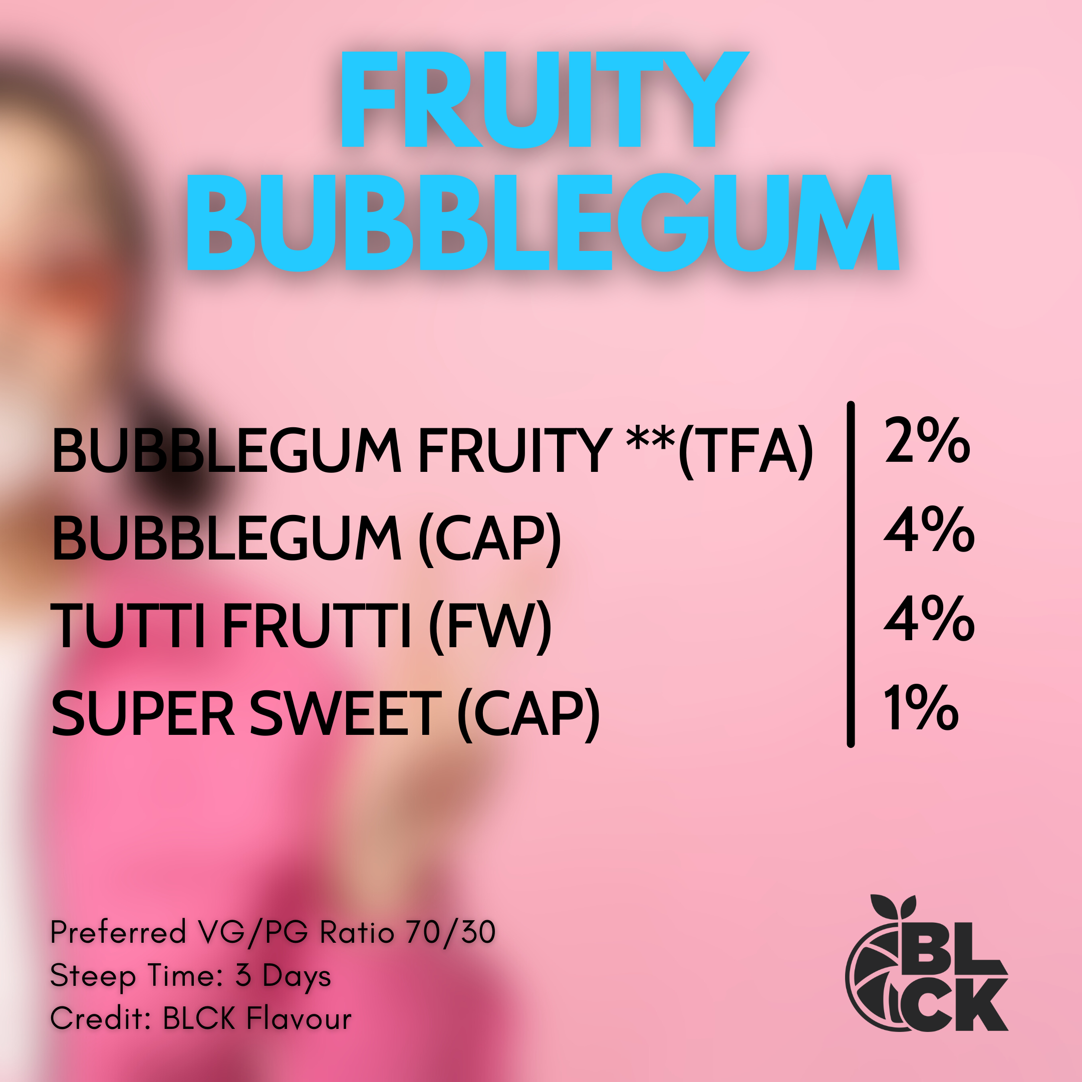 RB Fruity Bubblegum Recipe Card