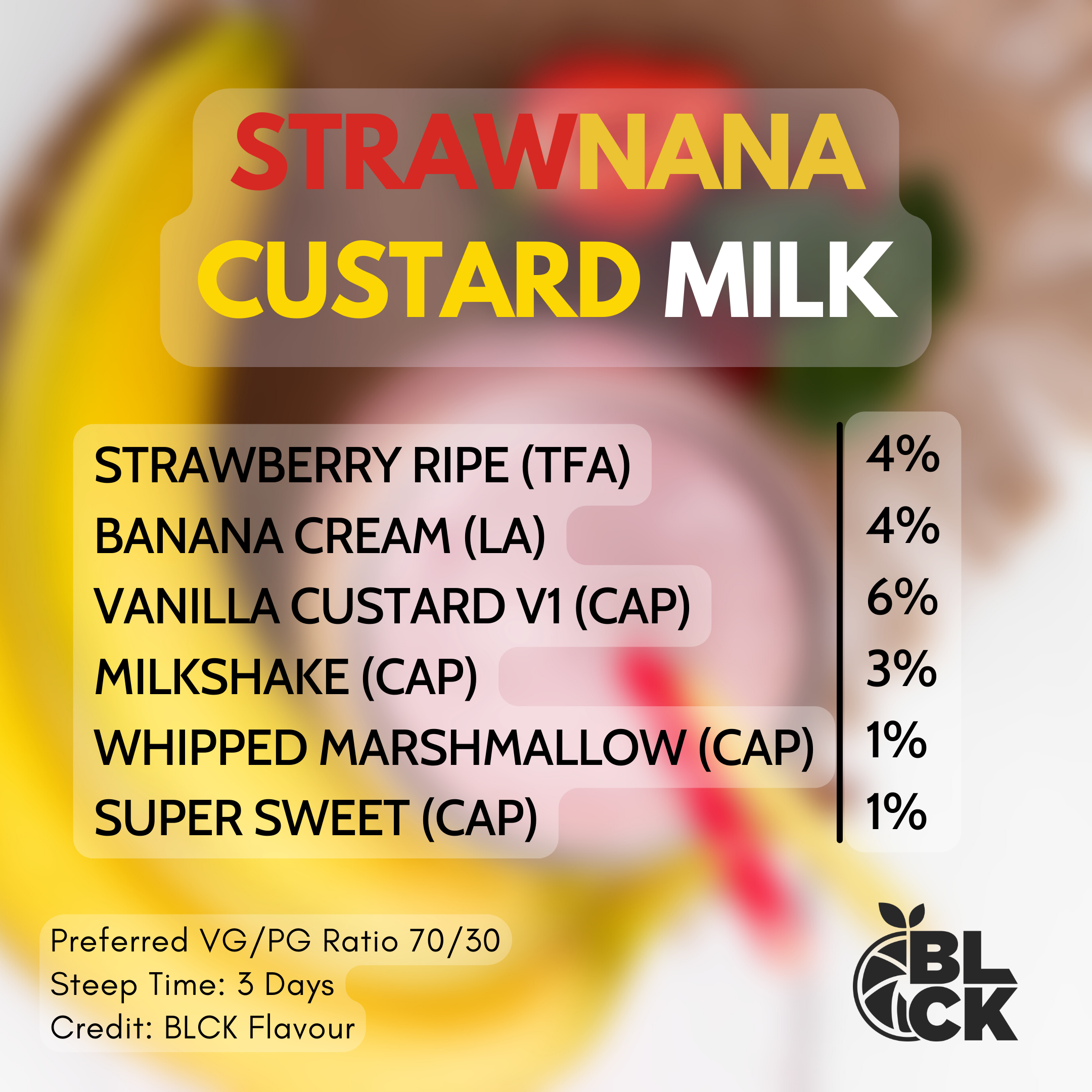 RB Strawnana Custard Milk Recipe Card