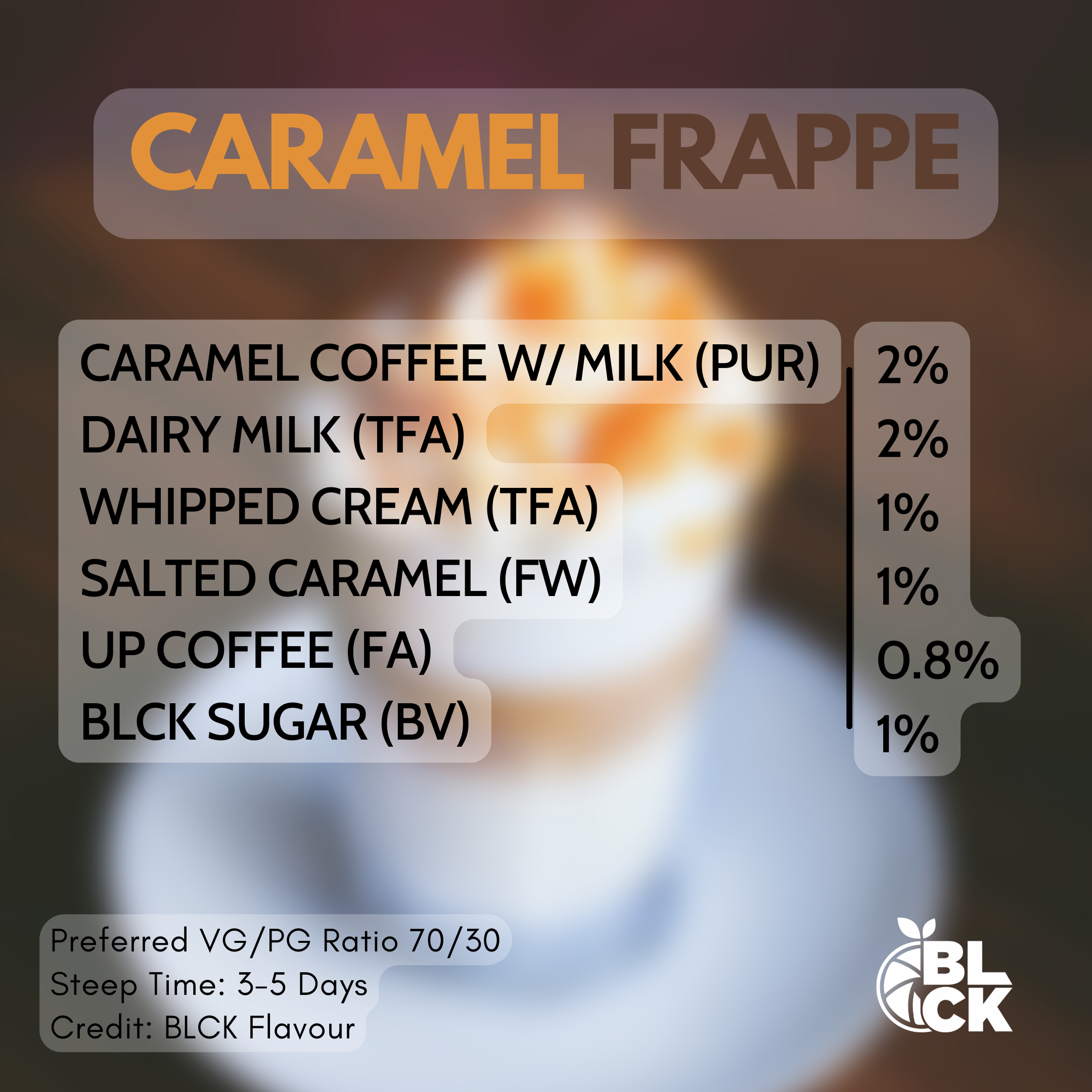 RB Caramel Frappe Recipe Card